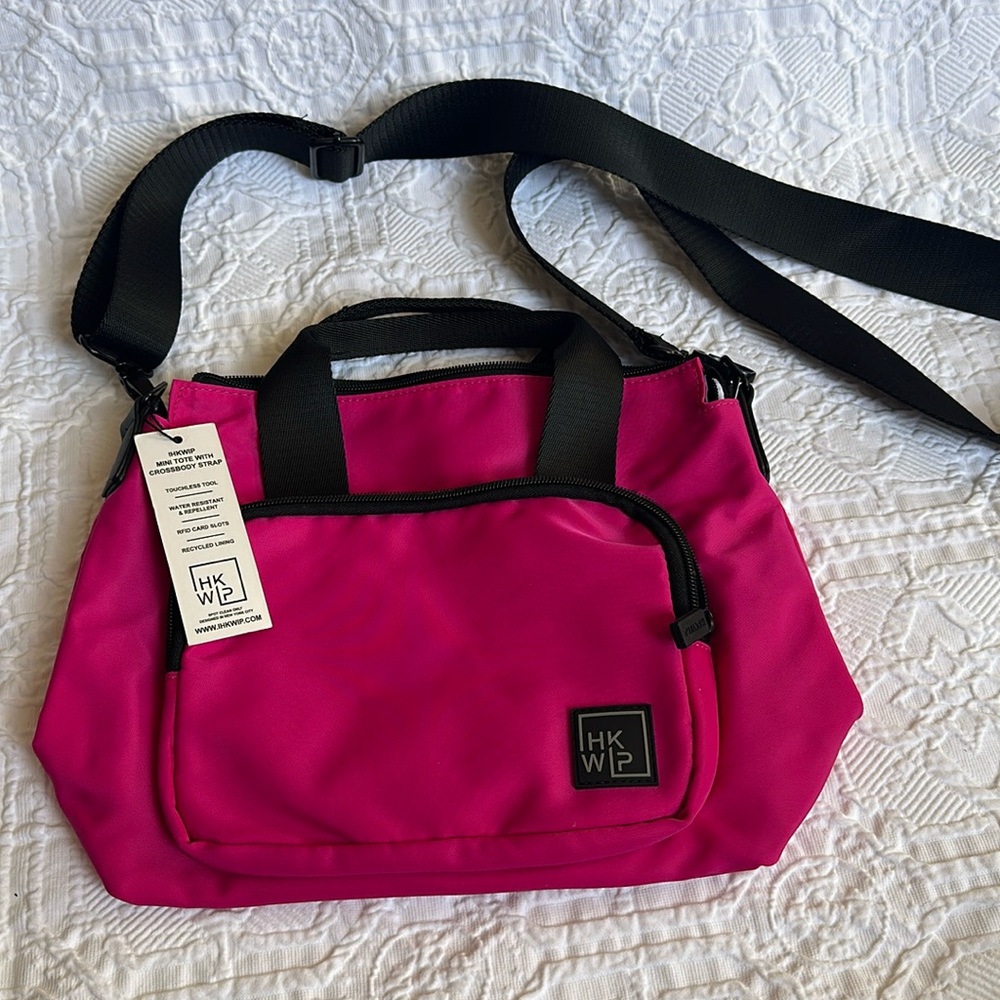 NWT IHKWIP Nylon Mini Tote w/ Crossbody Strap Magenta